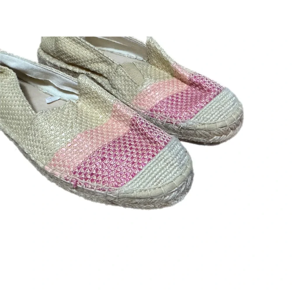 Joules Espadrille Flats Womens Beige Pink‎ Excellent Woven Slip On Shoes